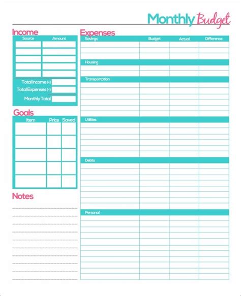 Monthly Budget Calendar Template Free Sampletemplatess Sampletemplatess