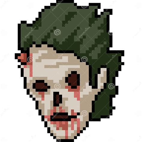 Vector Pixel Art Zombie Face Stock Vector Illustration Of Creature