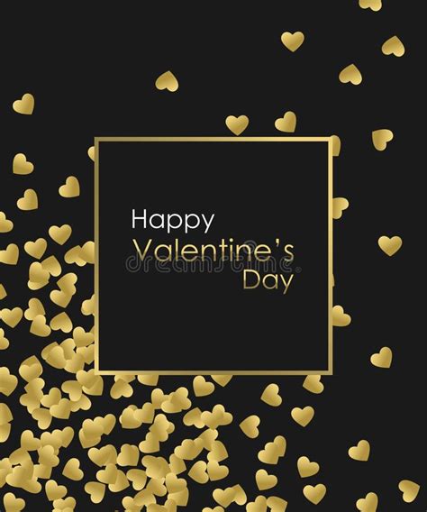 Happy Valentines Day Gold Background Golden Heart Golden Frame And