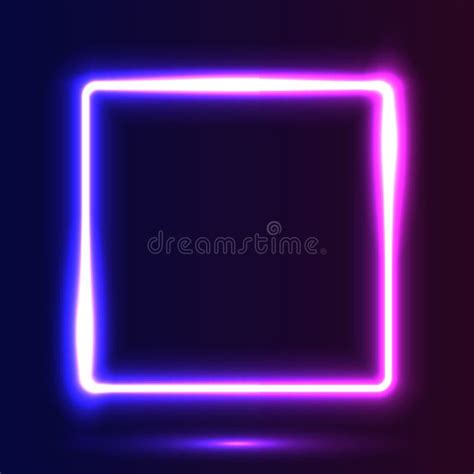 Futuristic Neon Frame Border Purple Neon Glowing Background Stock