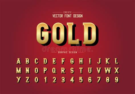 Gold Font And Alphabet Vector Golden Bold Typeface Letter And Number