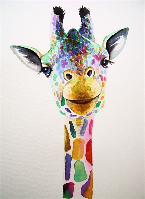 Giraffe 4 Colourful Giraffe Watercolour Painting By Artis Flickr