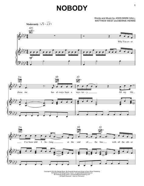 Nobody Casting Crowns Sheet Music Download Print