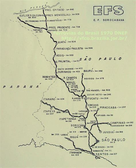 Ferrovias Do Brasil 1970 Mapa Da Estrada De Ferro Sorocabana Sheet
