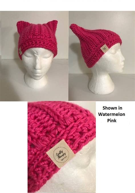 Pink Cat Hat Pink Pussy Hat Women S Rights Hat Pussy Etsy