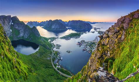 Papel De Parede Agua Montanhas Noruega Panorama Natureza Ilhas