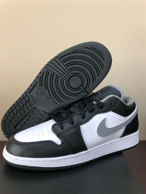 Nike Air Jordan 1 Low Black White Grey Gs 553560 040 Size 7y