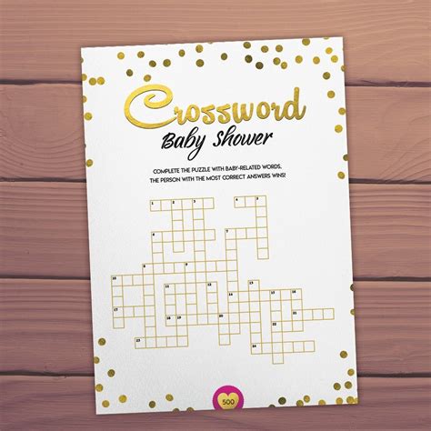 Crossword Baby Shower Printable Game Puzzle Baby Shower Etsy