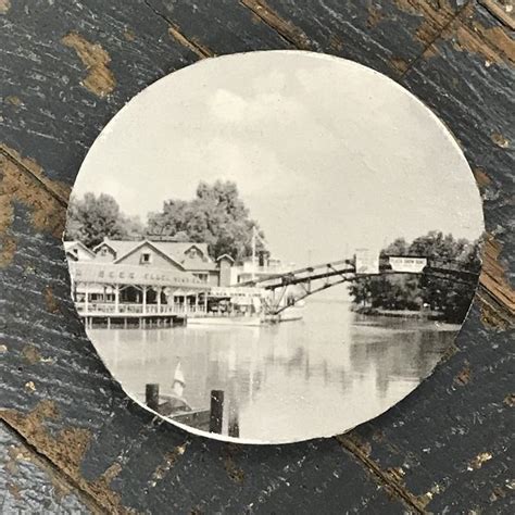 Indian Lake Ohio Vintage Amusement Park Harbor Bridge Faux Sliced Log