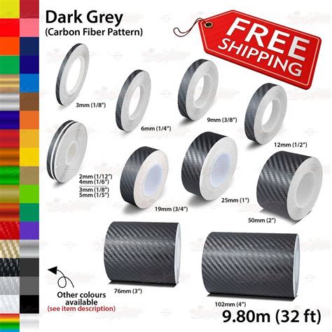 Carbon Fiber Dark Grey Roll Pin Stripe Pinstriping Line Tape Decal