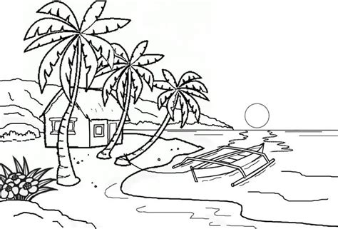 20+ Gambar Mewarnai Pemandangan untuk Anak Contoh Sketsa