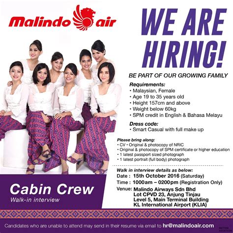 Hope it helps for first timers that wants to know more. Malindo Air Cabin Crew Walk-in Interview [Kuala Lumpur ...