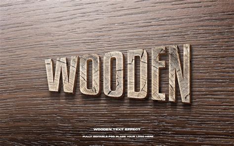 Premium Psd Wooden Text Effect Mockup Psd