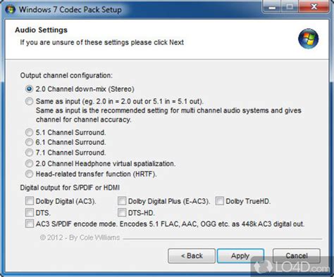 A free software bundle for high quality audio and video playback. Windows 7 Codec Pack - Download