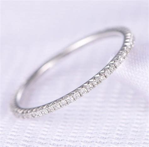 Full Eternity Diamond Thin Wedding Ringanniversary Ring14k White Gold