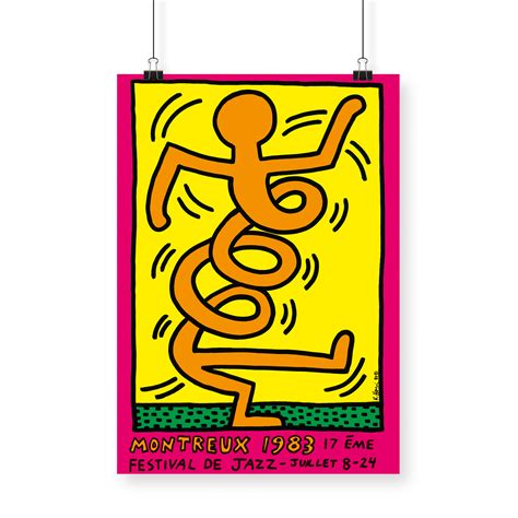 Le montreux jazz festival se déroule durant deux semaines chaque été en suisse, au bord du lac léman. Poster Keith Haring, 1983 - Pink - Montreux Jazz Shop