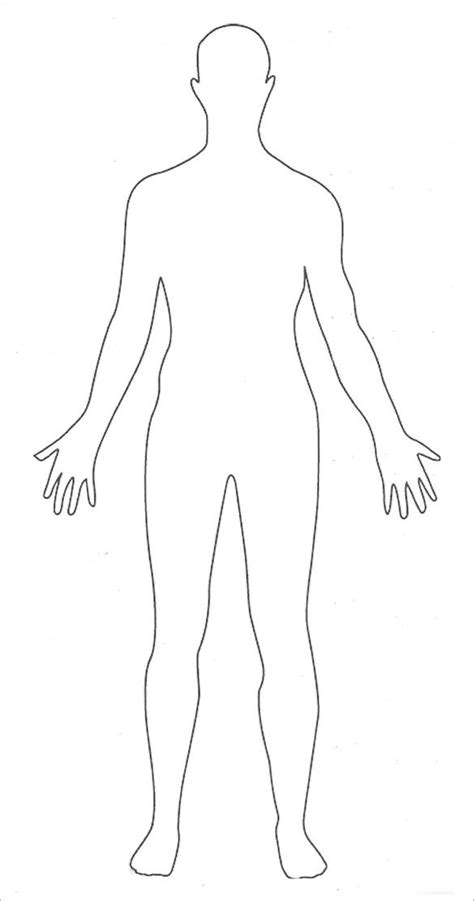 The standard position in which the body is standing with feet together, arms to the side, and head, eyes, and palms facing forward. Old Fashioned Blank Human Body Outline Printable | Krin's Blog