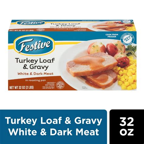 Festive Dark Meat Turkey Loaf And Gravy In Roasting Pan 32 Ounce