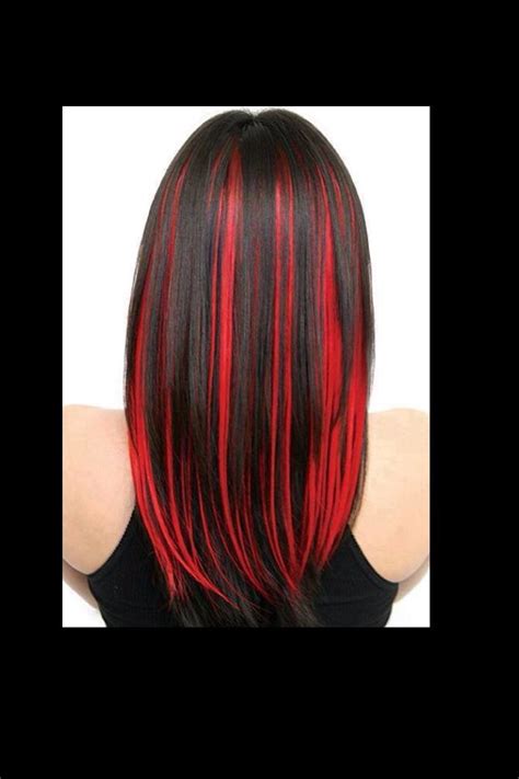 Hair Style Red Hair Streaks Black Hair With Red Highlights Dark Red