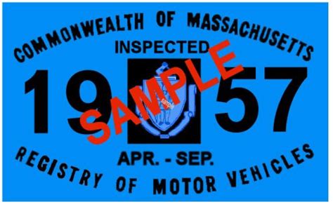 1957 Massachusetts Spring Inspection Sticker Bob Hoyts Classic