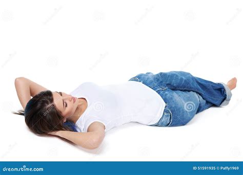 Woman Lying On Her Back Stock Image Image Of Leisure 51591935