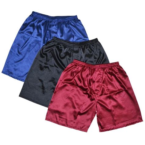 Men’s Satin Comfortable Boxers 3 Pcs Set Mens Silk Pajamas Silk Shorts