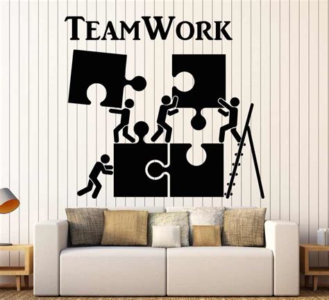 Vinyl Wall Decal Teamwork Motivation Decor For Office Worker Puzzle