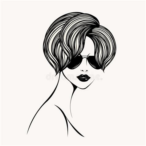 Fashion Style Icon Beautiful Woman Elegant Hairstyle Makeup Sunglasses Stock Vector
