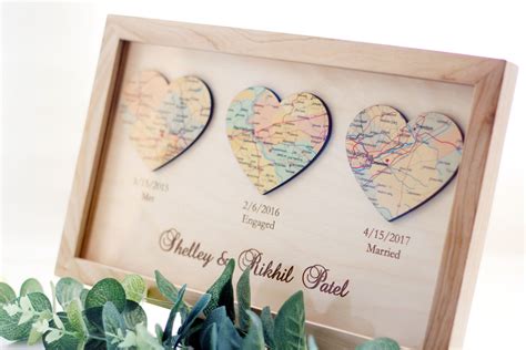 Personalized Wood Heart Map With Custom Engraving For 5th Etsy