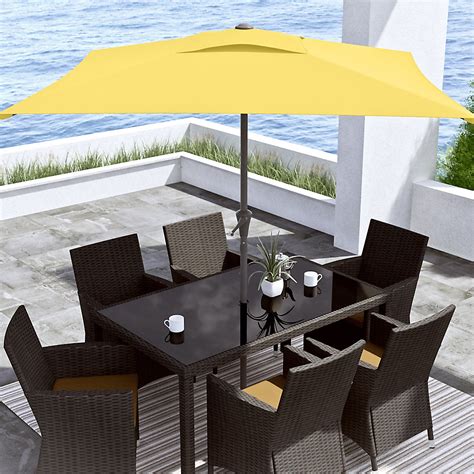 Cushioned, folding, or stacking, we have the perfect porch furniture for your needs. Corliving 9 ft. Square Tilting Yellow Patio Umbrella | The ...
