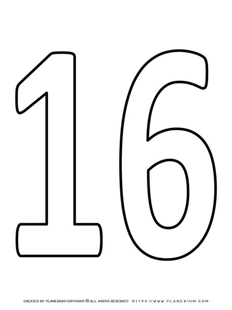 Printable Number 16 Coloring Page Get Coloring Pages Free Printable
