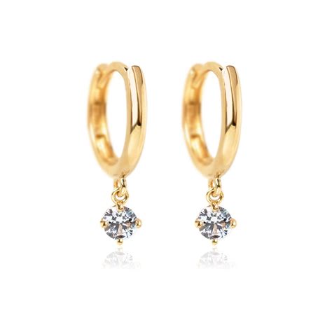Huggie Drop Earrings 14k Gold Hoops Dangle Huggie Earrings Amyo Jewelry