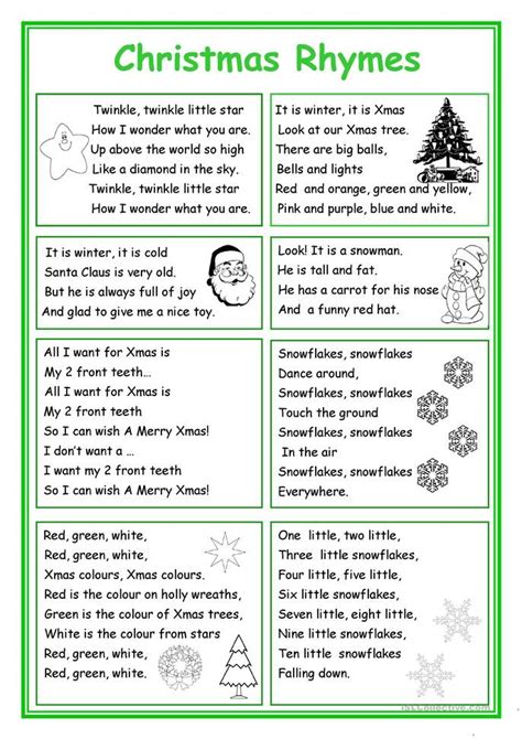 Christmas Rhymes English Rhymes Christmas Worksheets English Christmas