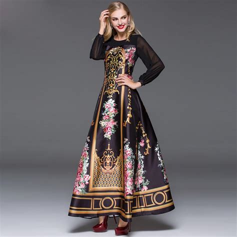 2016 Spring Designer Maxi Dress Womens High Quality Charming Vintage