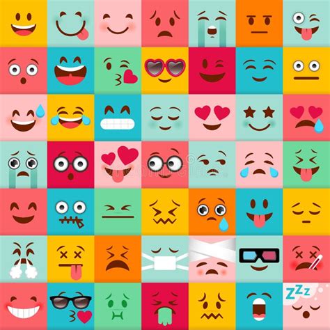 Modelo Del Vector De Los Emoticons Iconos Del Cuadrado De Emoji