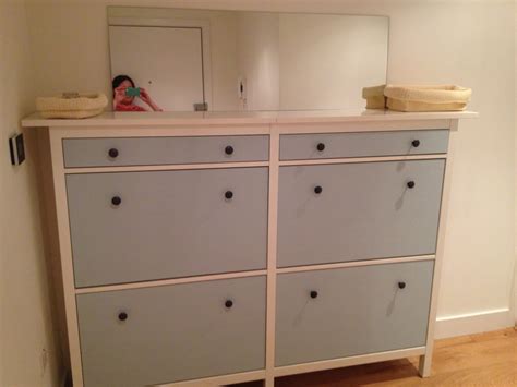 And it comes in 2 or 4 compartments and a variety of finishes. Wedded Hemnes Shoe Cabinets Twined and Painted - IKEA Hackers