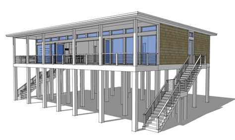 Modern Piling Loft Style Beach Home Plan 44073td Architectural
