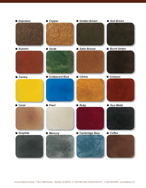 Epoxy Floor Color Chart InHouse