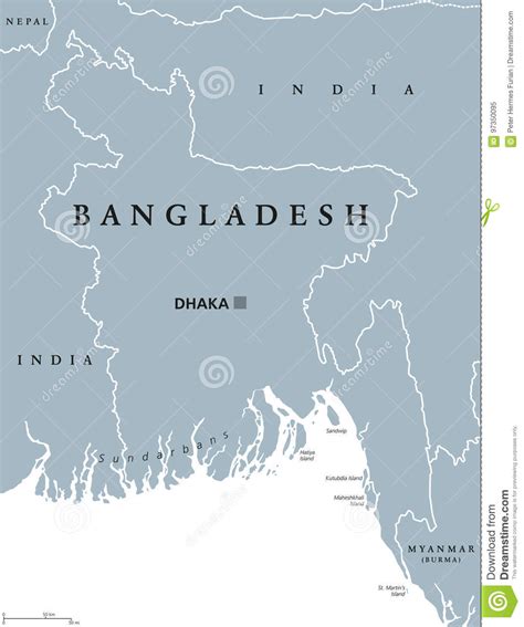Bangladesh Political Map Stock Vector Illustration Of Country 97350095