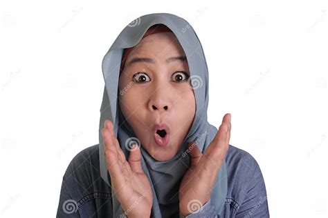 Cute Muslim Lady Shows Shocked Surprised Face With Open Mouth Stock Image Image Of Close