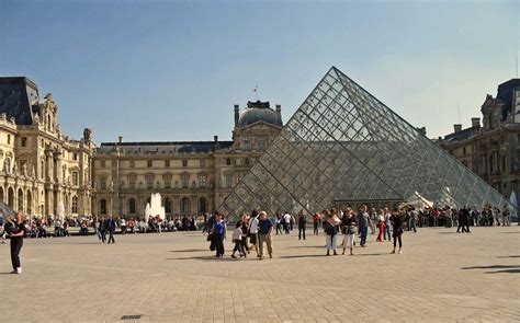 Stock Pictures The Louvre Museum Paris Exterior And Interior With