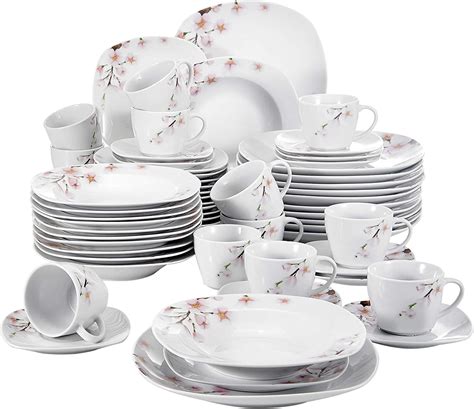 VEWEET Annie 60pcs Service De Table Porcelaine 12pcs Assiette Plate