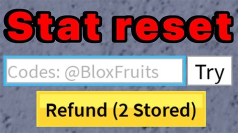 New Blox Fruit Stat Reset Code Youtube