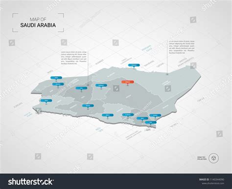 Recommended saudi arabia geographical map. Isometric 3D Saudi Arabia map. Stylized vector map ...