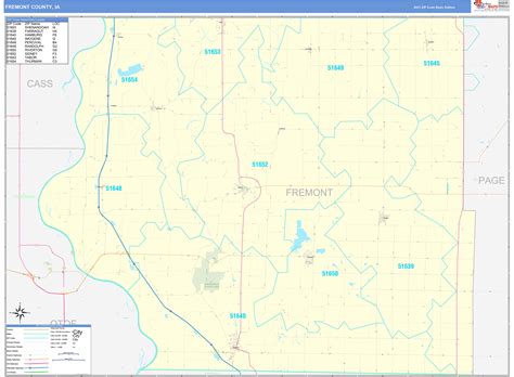 Fremont County Ia Zip Code Wall Map Basic Style By Marketmaps Mapsales