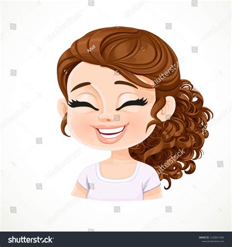 beautiful happy cartoon brunette girl dark stock vector royalty free 1230041584 shutterstock