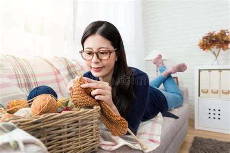 Beautiful Asian Women Lie Down On The Sofa Stock Image Image Of Japanese Happy 110891925