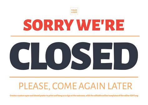 Editable Temporarily Closed Sign Template