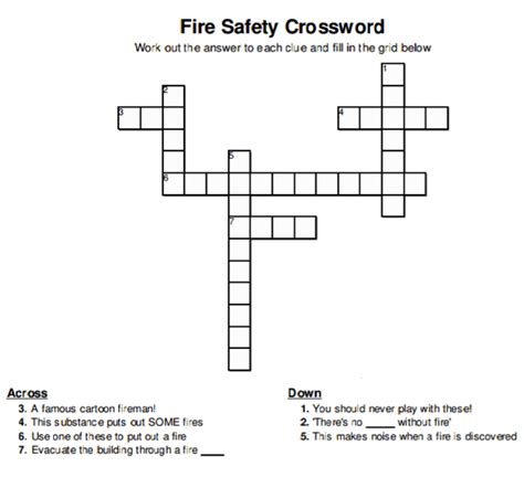 Fire Safety Crossword Puzzle Printable Printable Crossword Puzzles
