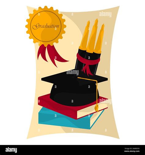Graduation Cap With Books And Pens Over A Graduation Certificate